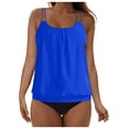 thumbnail image 3 of felwors Two Piece Tankini Swimsuits for Women Blouson Bathing Suits Modest Swimwear(Blue, XXL), 3 of 7