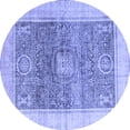 thumbnail image 1 of Ahgly Company Machine Washable Indoor Round Abstract Blue Modern Area Rugs, 7' Round, 1 of 4
