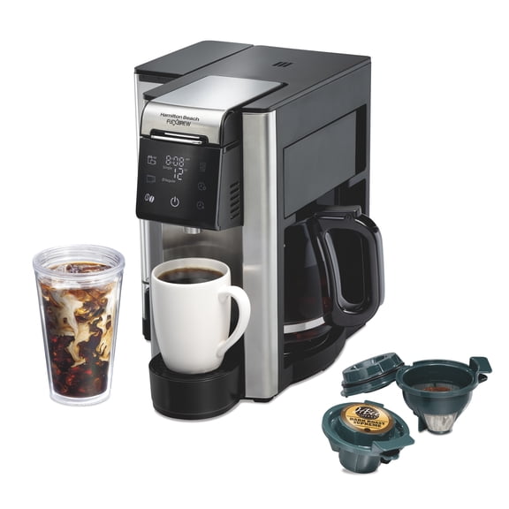 Hamilton Beach FlexBrew 5-in-1 Coffee Maker, Single Serve & Full Pot Coffee Brewer with Removable Dual-Position 60 oz Water Reservoir