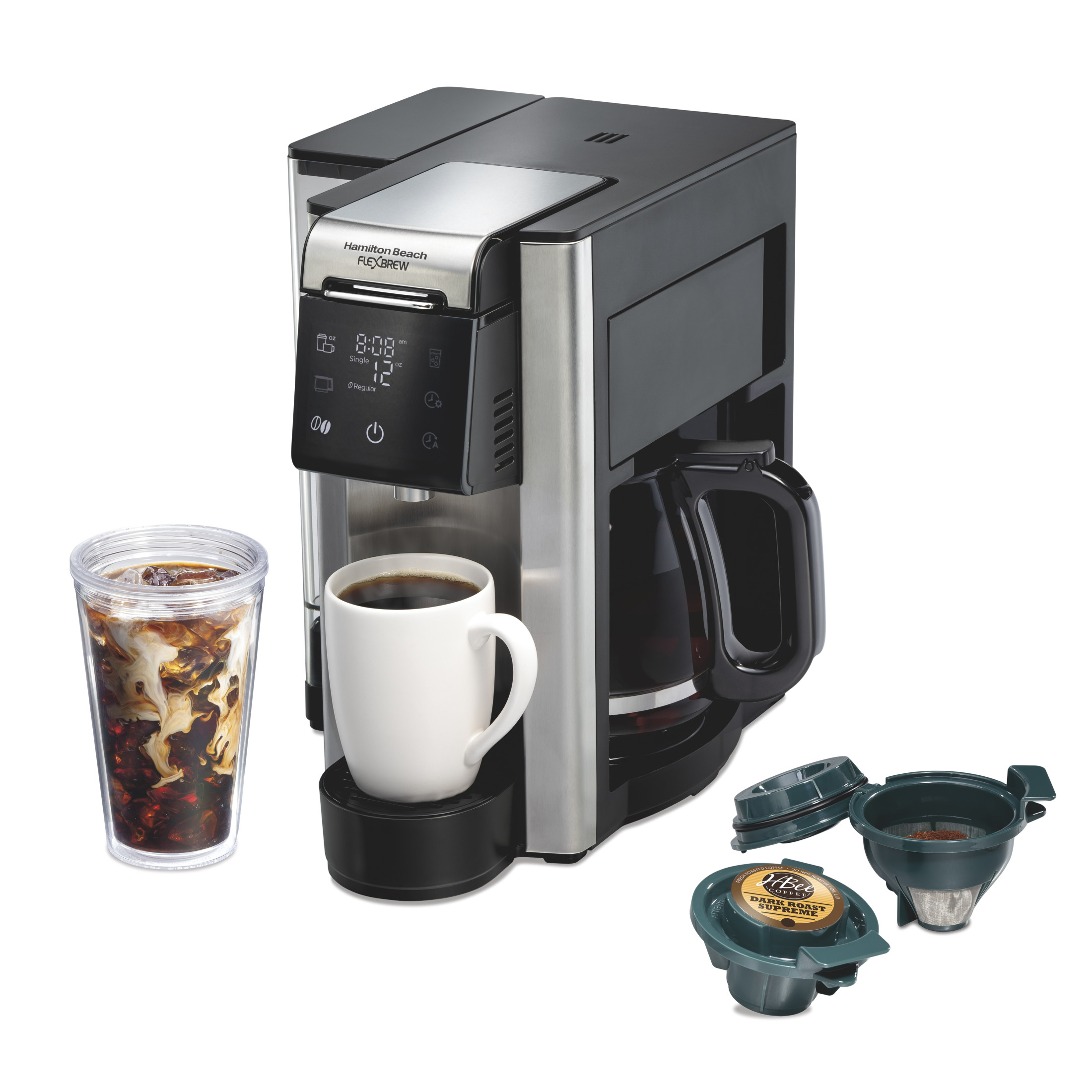 Hamilton Beach FlexBrew 5-in-1 Coffee Maker, Single Serve & Full Pot Coffee Brewer with Removable Dual-Position 60 oz Water Reservoir