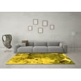 thumbnail image 3 of Ahgly Company Machine Washable Indoor Round Abstract Yellow Modern Area Rugs, 4' Round, 3 of 4