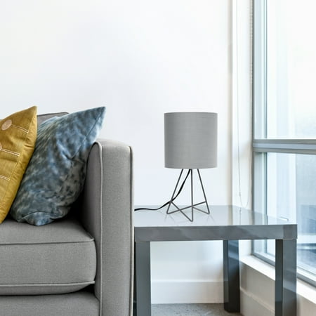 Simple Designs - Down to the Wire Table Lamp with Fabric Shade - Gray/Gray