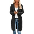thumbnail image 1 of Seyurigaoka Women Juniors Cardigan, Solid Color Long Sleeve Sweater Coat with Pockets, 1 of 5