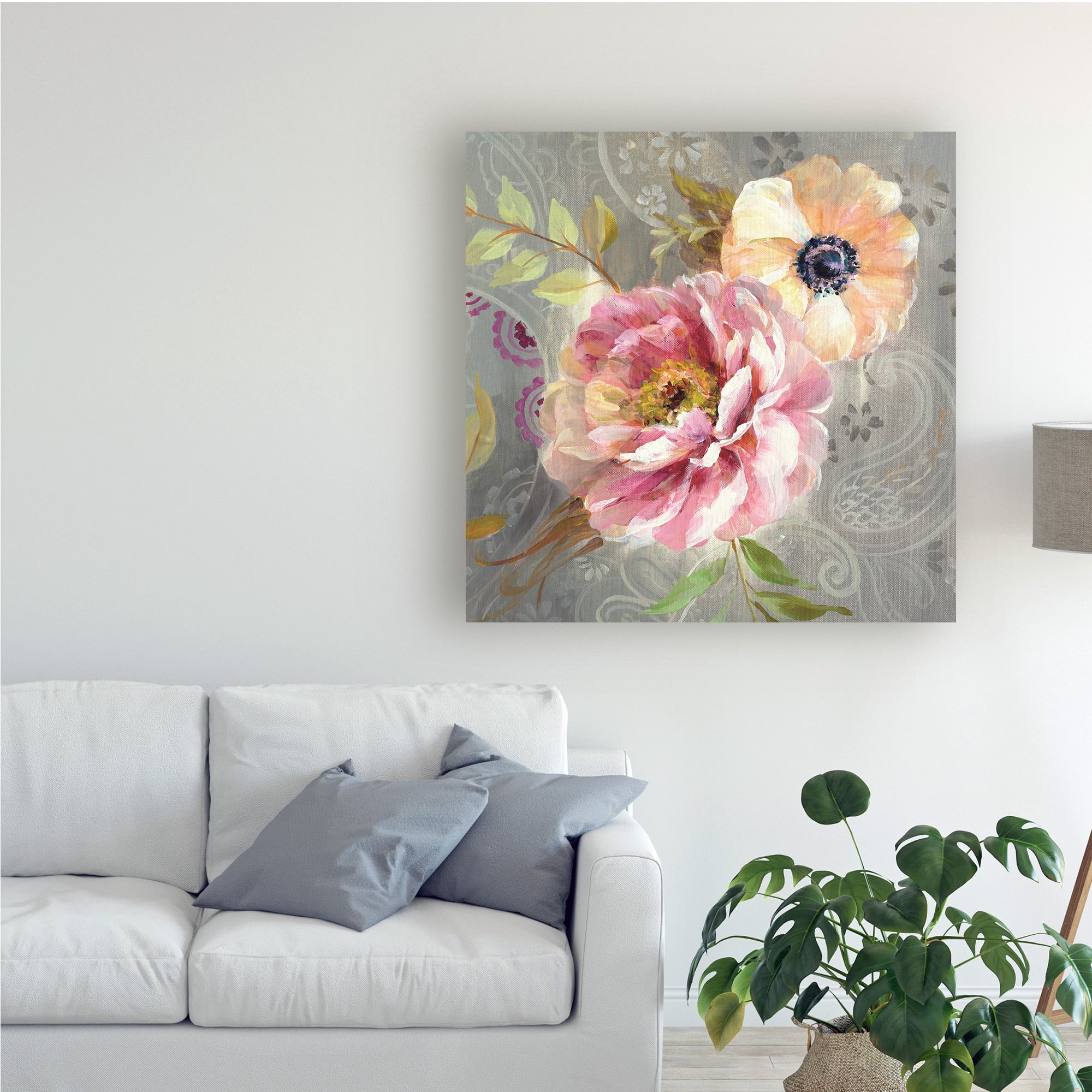 Trademark Fine Art 'Peonies and Paisley III' Canvas Art by Danhui Nai