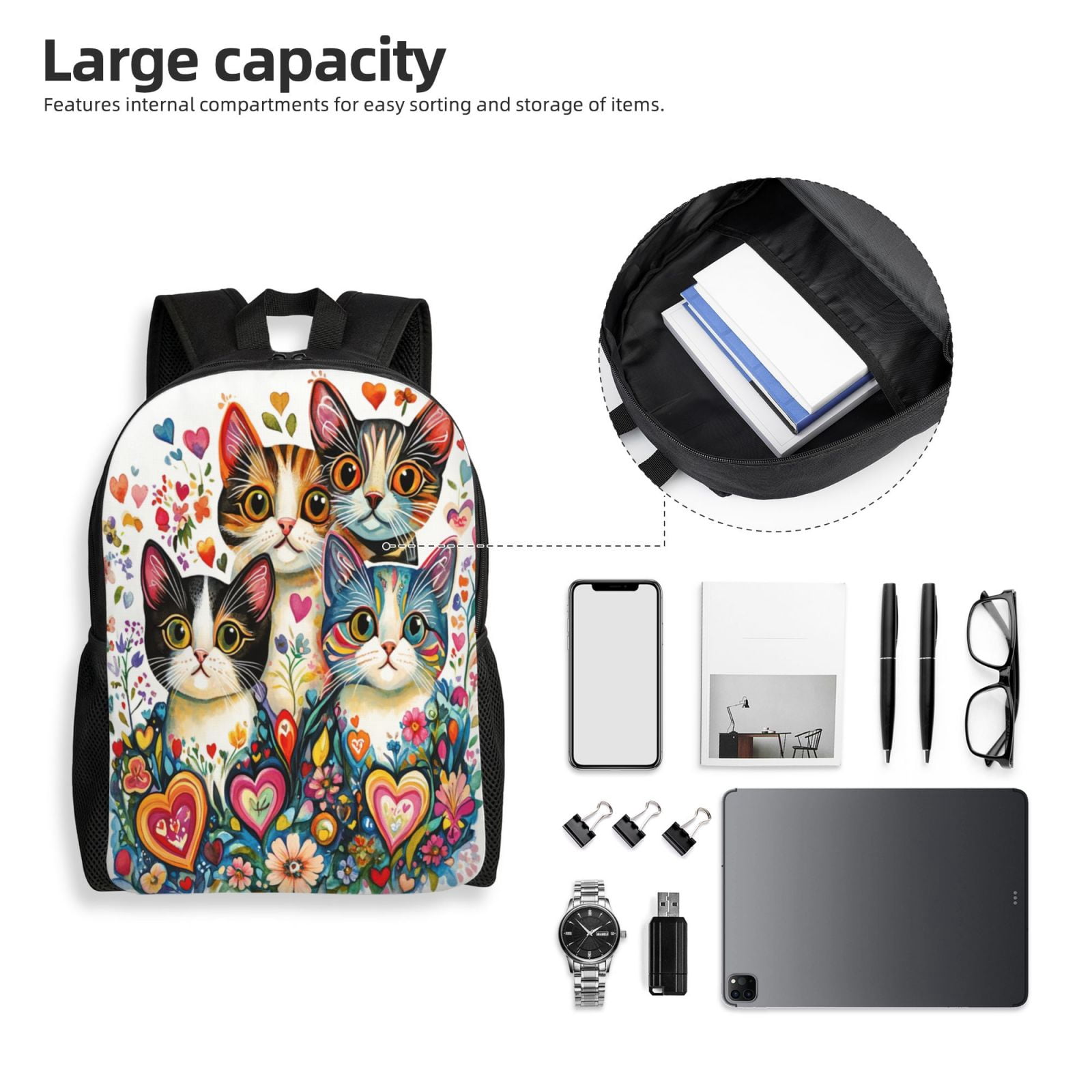 Cat Backpack Double Shoulder Backpack Durable, Spacious, Ergonomic Design for Travel, Work & Outdoor Use