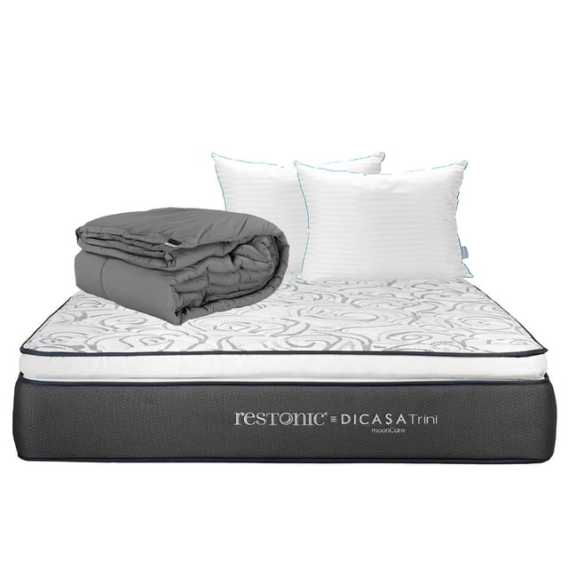 Colchon Trini Queen Size+Almohada Royal Twin+Edredon Homy