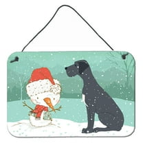 Carolines Treasures CK2039DS812 Black Great Dane and Snowman Christmas Wall or Door Hanging Prints  8x12 multicolor