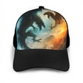 thumbnail image 3 of Naloa Red And Blue Flame Wave Dragon Adult adjustable Print Baseball Hat, Patchwork curved brim baseball capfor Men and Women, One Size, 3 of 5
