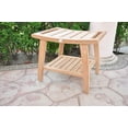 thumbnail image 3 of WholesaleTeak Outdoor Patio Grade A Teak Wood Classic Shower / Bath Room / Pool Bench Stool with Shelf (19.5"x16") #WMAXSBC, 3 of 4