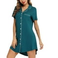thumbnail image 2 of Pxiakgy pajamas for women Pajamas for Women Dress Button Up Shorts Sleeve Nightwear Spring Summer Sleepwear Simple at Home Pajamas womens nightgowns Green + S, 2 of 4