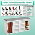 thumbnail image 7 of Dkelincs Shoe Bench Entryway Bench with Shoe Storage Shoe Rack Organizer 10 Compartments Storage Bench with 1.2 inch Cushion Adjustable Shelves for Entryway,Living Room, Bedroom (White), 7 of 7