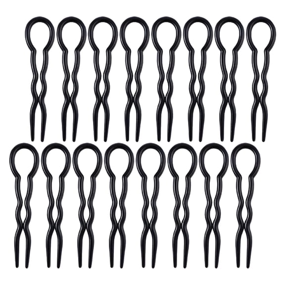 VANIDO 24Pcs Plastic U Shaped Hair Pins French Hair Stick Hair Forks Bun Hairpin Updo Hair Styling Tools Fast Spiral Hair Grip for Women Girls (Black)