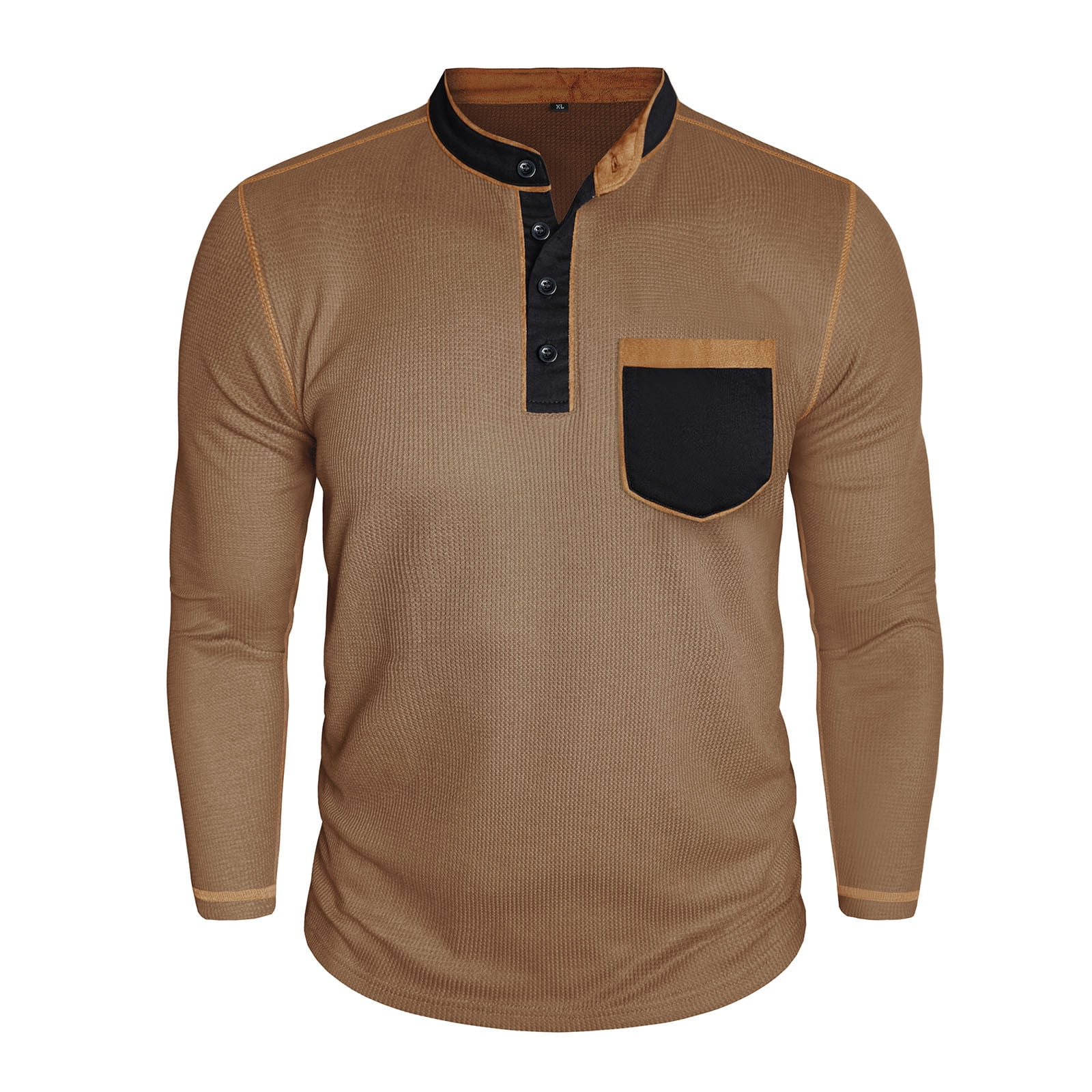 DIOAZUD Mens Henley Shirts Waffle Long Sleeve Pullover Tops Big