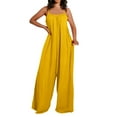 thumbnail image 2 of Jumpsuit Women Summer Sexy Backless Suspender Jumpsuit Wide Leg Pants Casual Loose Elegant Jumpsuit,Yellow Women'S Polyester Casual Pants XL, 2 of 7