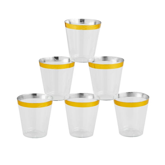 Gold Trim Plastic Shot Glasses, Party Supplies, Wedding, 50 Pieces