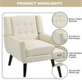 thumbnail image 5 of DREAMSIDEA Accent Chairs Set of 2 Modern Upholstered Armchair for Living Room Button Tufted Reading Chair Bedroom Dorm Office,White, 5 of 6