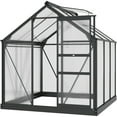 thumbnail image 3 of Outsunny 6.2' x 6.2' x 6.6' Polycarbonate Greenhouse, Heavy Duty Outdoor Aluminum Walk-in Green House Kit with Vent & Door for Backyard Garden, Gray, 3 of 10