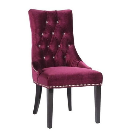 Armen Living Carlyle Tufted Velvet Accent Chair In Purple