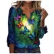 thumbnail image 2 of ICHUANYI Clearance Fashion Woman V Neck Three Quarter 3/4Sleeve T Shirt AutumnBlouse Tops Sweatshirt(Green, XXL) ICHUANYI WER2023081505758, 2 of 5