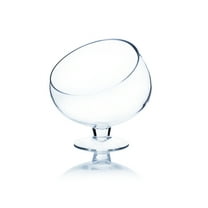 WGV Clear Slant Vase On Stand - 6.5" Wide x 7" Height, Good quality, Heavy Weighted Base - 1 Pc