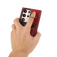 thumbnail image 3 of Wallet Back Case for Samsung Galaxy S22 Ultra with Wrist Strap, Stylish Magnetic Card Holder Finger Ring Kickstand PU Leather Lanyard Shockproof Slim Phone Case for Samsung Galaxy S22 Ultra, Red, 3 of 7