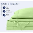 thumbnail image 4 of 600-Thread-Count 100% Egyptian Cotton Sheet Set Split Head King (36" Split)Size Fits 19-24 Inches Deep Pocket ( Stripe, Sage Green ), 4 of 5