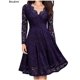 thumbnail image 2 of Vestido de encaje elegante para mujer, minivestido Vintage de manga larga con cuello en V, liso, ajustado, para fiesta y Club nocturno, 2024, 2 of 5