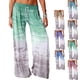 thumbnail image 3 of Pantalones Sueltos Pierna Ancha Cintura Alta Degradado Cordón Cinturón Ajustable Impresión Pantalones Casuales Verde XXL, 3 of 5