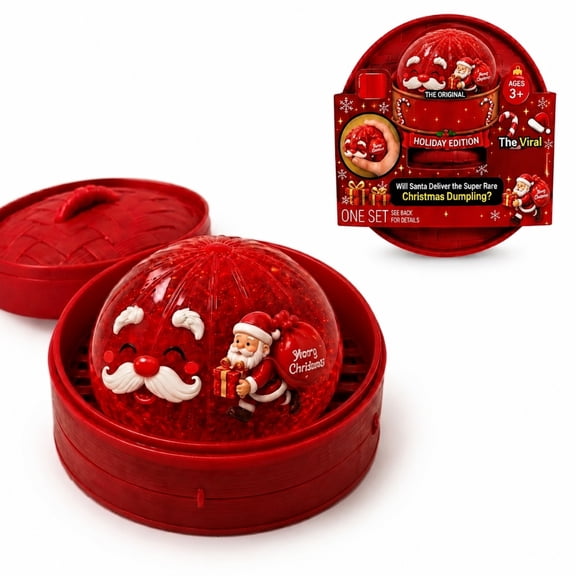 Christmas Squishy Toys, Cute Santa Dumpling Squishy Mystery Surprise Box, Glitter Collectible Food Fidget Toys, Soft Sensory Squeeze Stress Relief Gift for Kids Adults Holiday