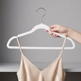 thumbnail image 5 of 10Pcs Skid-proof Velvet Hangers • 0.5cm Thin Space-Saving Hangers for Coats, Dresses, Pants • Rust-Proof Metal Hook • Closet Organization Essentials (White, 10 Pack), 5 of 6