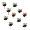 thumbnail image 4 of Christmas Pine Cone Simulation Berry Artificial Stem Pendant Mini PVC Home Decor DIY 10pcs Snowy Picks, 4 of 6