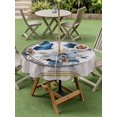 thumbnail image 4 of Outdoor Tablecloth with Umbrella Hole for Patio/Picnic/Party/Camping, Blue Butterflies Flowers Waterproof Table Cloth Round Cover Washable, Spring Vintage Botanical Floral (Dia 54"), 4 of 9