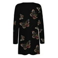 thumbnail image 3 of Sweaters For Women Elegant Cardigan Ladies Butterfly Print V-Neck Long Sleeve Coat Pockets Outerwear Fall Fashion Knitwear Tops Trendy Outerwear, 3 of 9