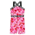 thumbnail image 3 of CHICTRY Big Girls Printed Halter Neck Straps One Piece Boyleg Swimsuits Athletic Rashguard Wetsuits Pink Hearts 6, 3 of 5