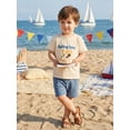 thumbnail image 4 of Miaouyo Boys Summer Shorts Sets Short Sleeve O Neck Letter Sailboat Print Tops and Solid Color Shorts, 4 of 9