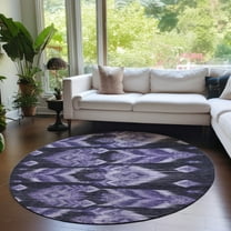 Addison Rugs Chantille Indoor/Outdoor Transitional Southwest Purple Washable Round Rug, 8' x 8'