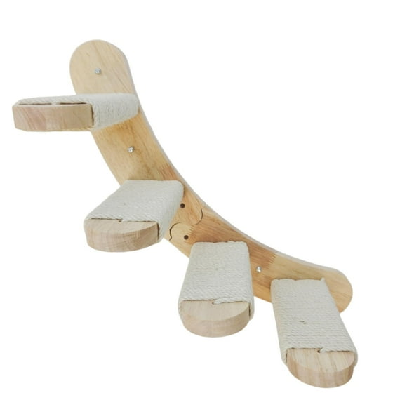Cat Scratching Staircase, Wooden Climbing Post for Cats, Stairway Design Cat Climbing Shelf Wall Mounted, Four Step Cat Stairway with Jute Scratching for Cats