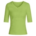 thumbnail image 3 of GEWSEY V Neck T Shirts for Women 3/4 Sleeve Cute Tops Casual Three Quarter Length Dressy Blouses Loose Layering Tunic Tops (Green, 4XL), 3 of 3
