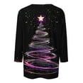 thumbnail image 4 of Womens Plus Size Christmas T Shirts 3/4 Sleeve Xmas Tree Printed Graphic Tee Tshirts Loose Crewneck Holiday Tops (4XL, Black 03), 4 of 5