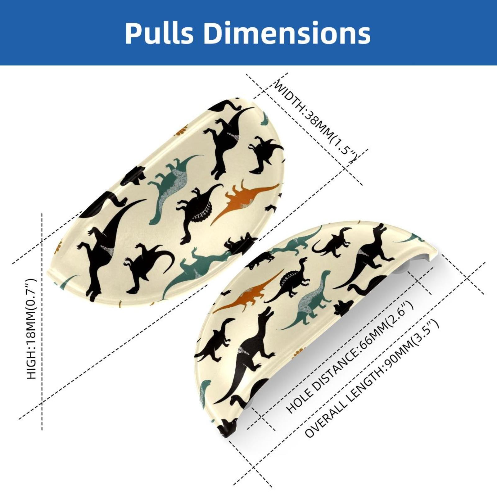 PhooArto 6 Pcs Cup Drawer Pulls, Cute Dinosaur Silhouettes Pattern Shell Shape Handles Cabinet Knobs for Dresser Cupboard Closet Wardrobe with Screws