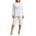 thumbnail image 2 of Ksrymi 2 Piece Sets for Women 2-Piece Blazer & Culottes Set – Solid Notch Lapel Button-Down Long Sleeve Blazer with Flap Pockets, Knee-Length Wide Leg Pants Jumpsuits for Women Dressy, 2 of 6