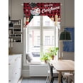thumbnail image 4 of Red Black Plaid Christmas Swag Valances for Windows, Small Curtains Drapes, Xmas Snowman Snowflake Candle Kitchen Window Curtains Over Sink Window Treatment Valance for Bedroom/Bathroom 56"x36", 4 of 5
