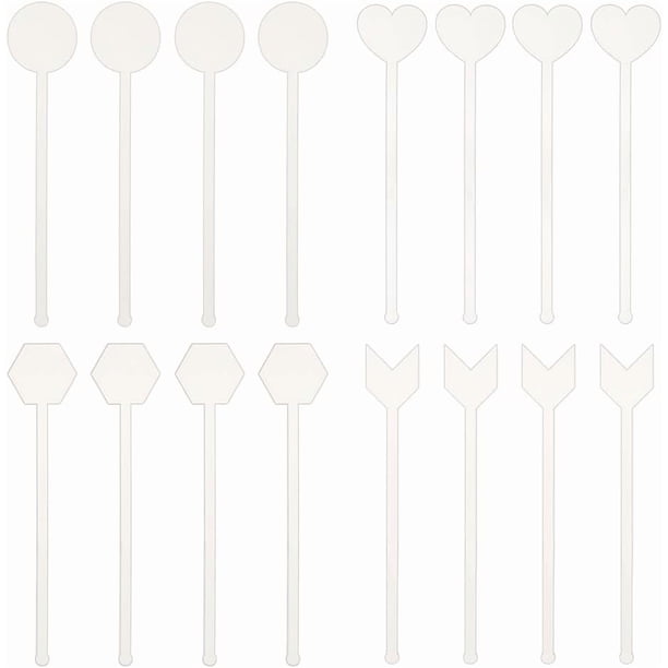 24 palitos acrílicos para cóctel de 7,2 pulgadas, 4 estilos, transparentes, para mezclar bebidas, para decorar cócteles