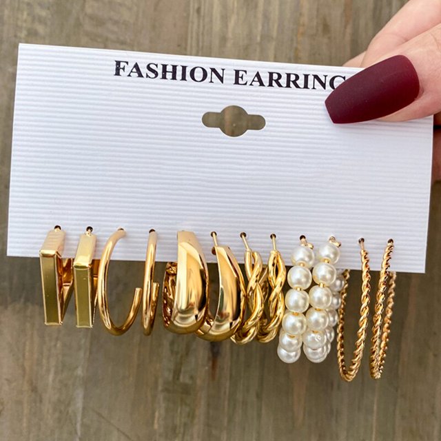 Juego de pendientes de perlas de Color dorado bohemio de 17KM para mujeres y niñas, pendientes de aro de resina acrílica de mariposa de 27 estilos, joyería de fiesta Brincos Tan Jianjun unisex