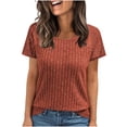 thumbnail image 5 of Pisexur Hauts pour Femmes, Hauts de Sortie pour Femmes & T-Shirt à Manches Courtes Col Rond Imprimé, Hauts de Printemps pour Femmes Noir, TG, 5 of 5