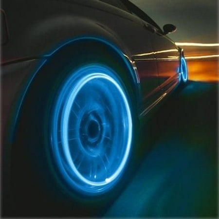 - 4x Vehicle Non-Flashing Tire Valve Stem Caps LED Lights 4-Piece Kit (Blue)
