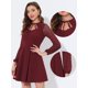 thumbnail image 2 of Minivestido gótico de manga larga de malla con volantes y cuello anudado para mujer Vino Rojo L, 2 of 4