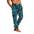 thumbnail image 4 of Men's Camo Pajama Pants Adjustable Drawstring Elastic Waist Lounge Pants Jogger Ankle Loose Fit Comfort Sleep Pants with Pockets ,L,Green, 4 of 7