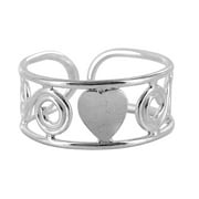 Gem Avenue 925 Sterling Silver Swirls and Single Heart Design Toe Ring