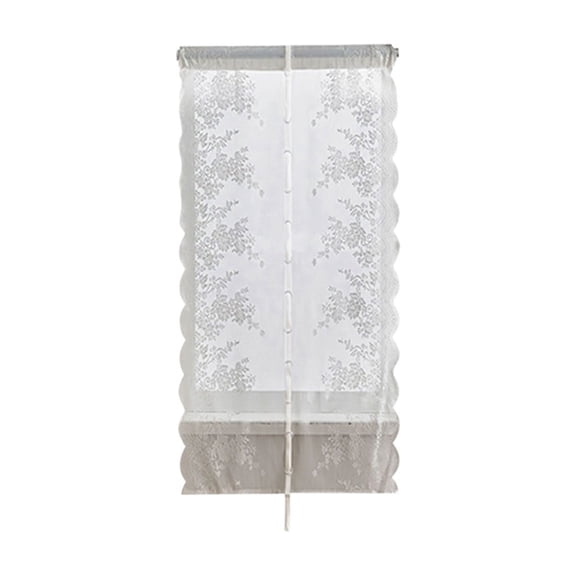 Luoshdecor White Lace Semi Sheer Curtains,Ruffled Floal Light Filtering Sheer Curtain for Bedroom Living Room Windows Decoration